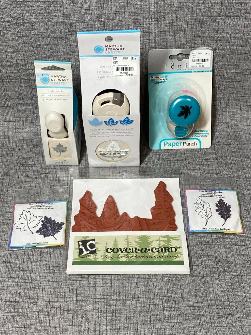 NOS Martha Stewart Layering Punch Leaf Craft Punch Maple Leaf Tree Stamp 6pc Lot